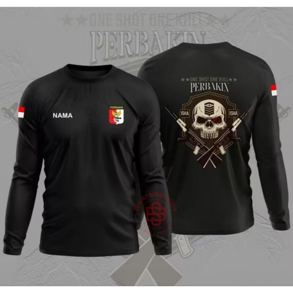 Kaos Lengan Panjang Perbakin Desain Senjata Kaos Distro Unisex