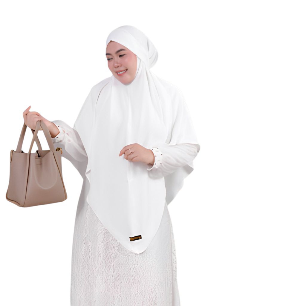 MUZAM Jilbab Khimar Bandana Instan Syari Jumbo Crinkle Airflow 4 in 1 Bisa Cadar warna broken white
