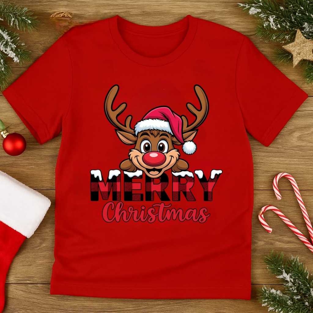 Kaos Oblong Natal NT22 Baju Natal Anak Dan Dewasa Couple Sekeluarga Baju Christmas Warna Putih Merah