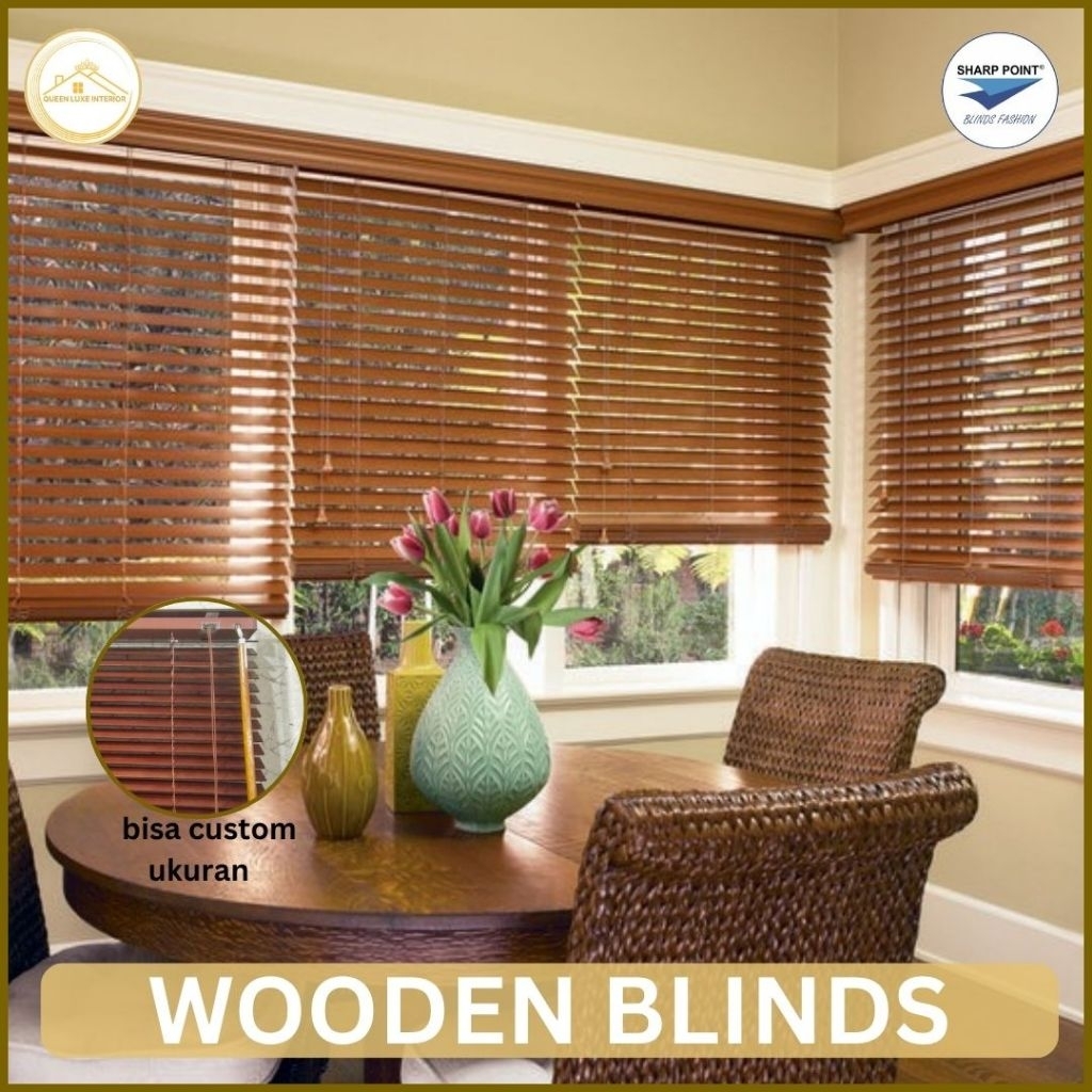 WOODEN BLINDS - Tirai Kayu / Krei Kayu / Horizontal Blinds - Sharp Point