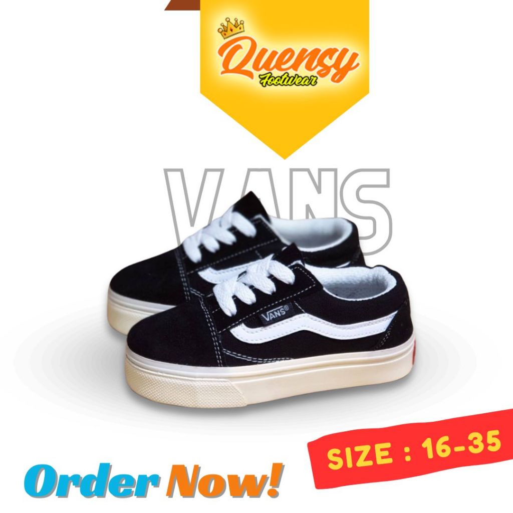 sepatu anak bayi laki laki 6 12 bulan Vans oldskool OG Black White  kids