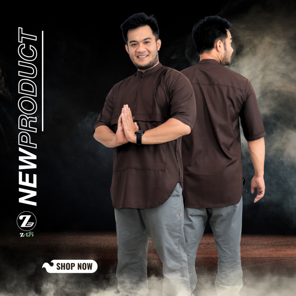 Kurta Lengan Pendek Model Resleting Bahan Premium Katun Toyobo