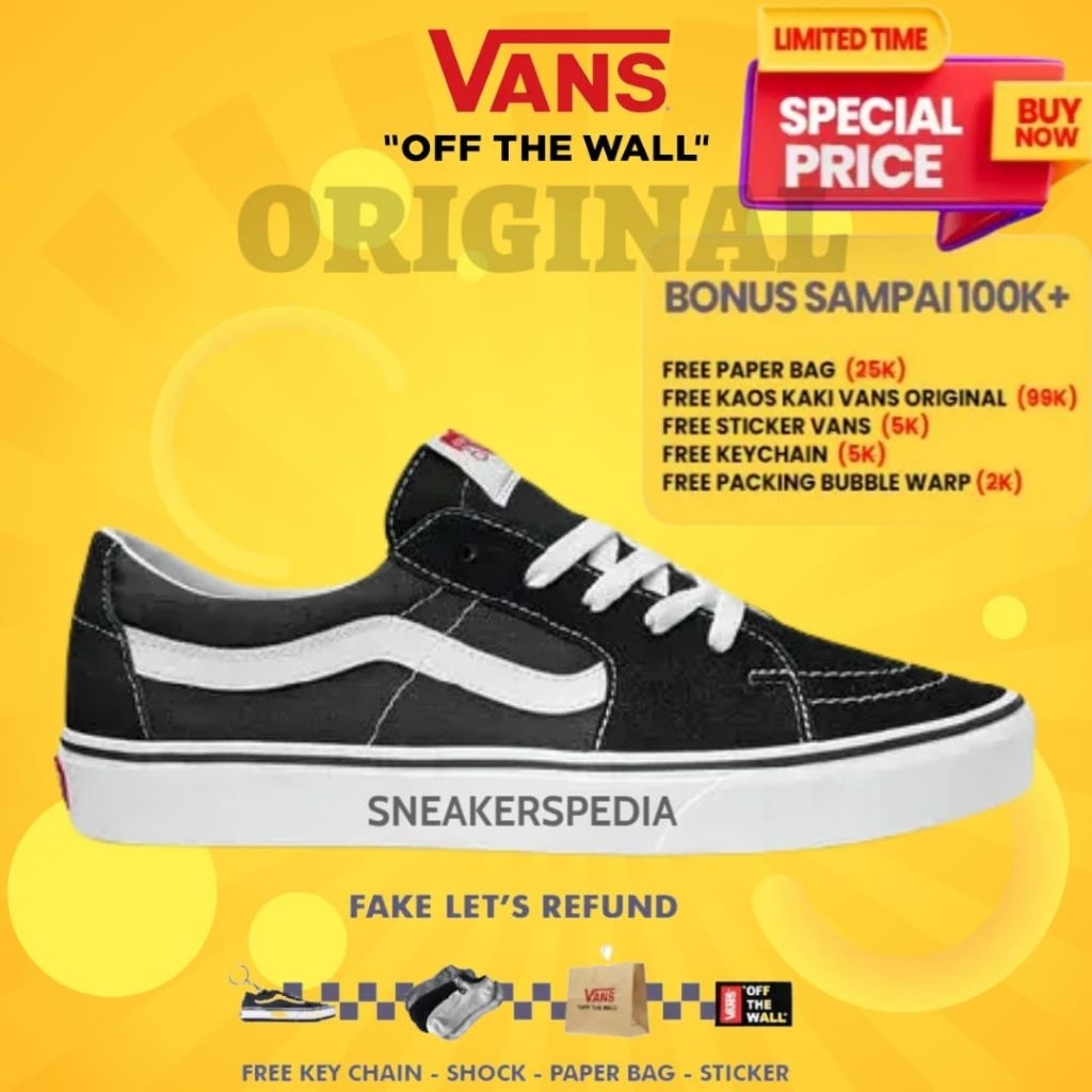 Sepatu V4ans Original SK8 Low Classic Black White Ori Barcode Tembus EVB DT