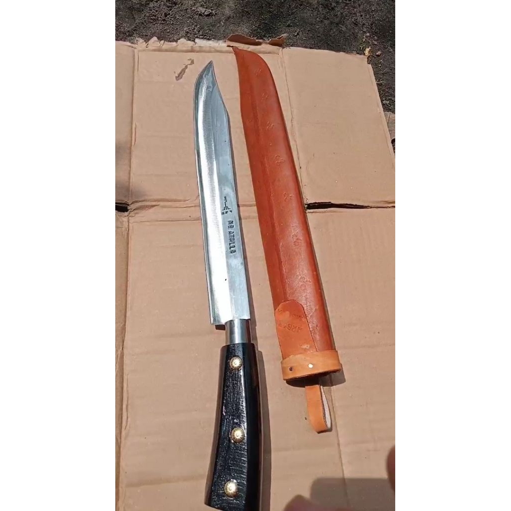 pisau cap garpu 50cm lokal sarung kulit asli top 1 super tajam pisau dapur seset okulasi stek kopi s