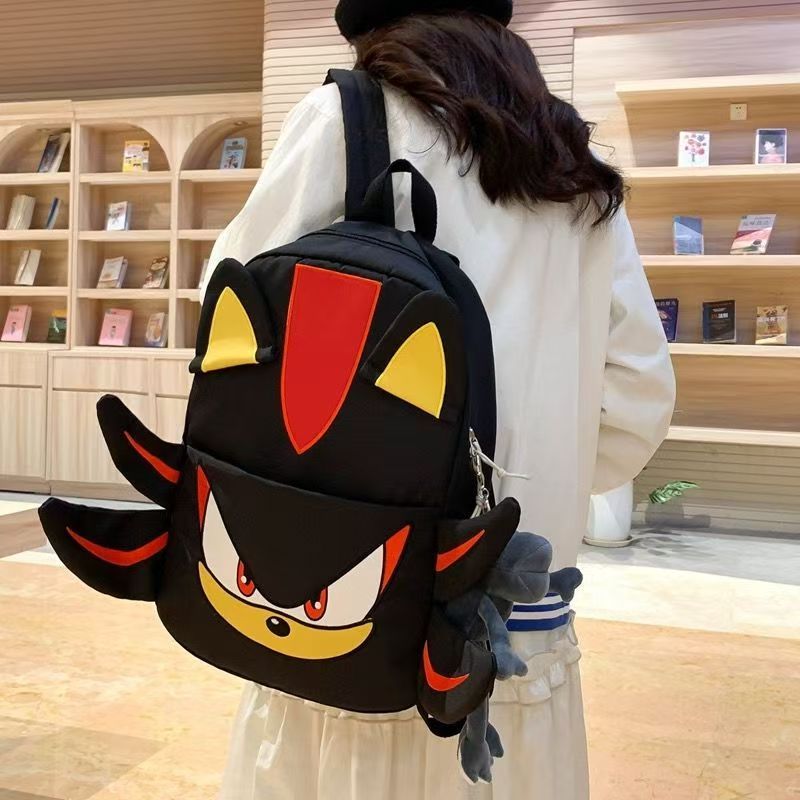 [ready]Tas sekolah aesthetic Kathryn College Serbaguna Sonic Shadow Hitam Kartun Ransel Mewah Pasang