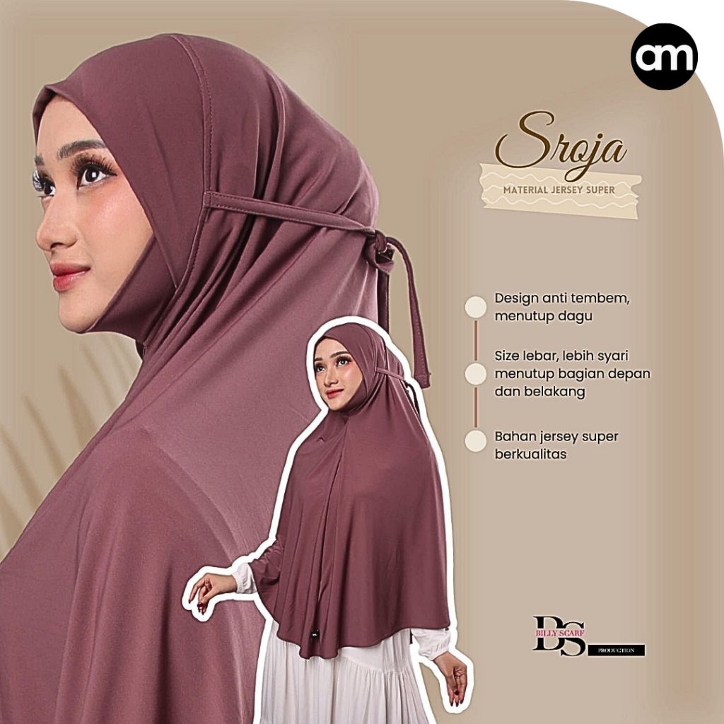 JILBAB INSTAN / HIJAB INSTAN / BERGO BILLY SCARF SROJA JERSEY SUPER