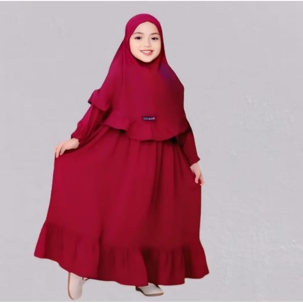 gamis anak set hijab umur 3/10 tahun