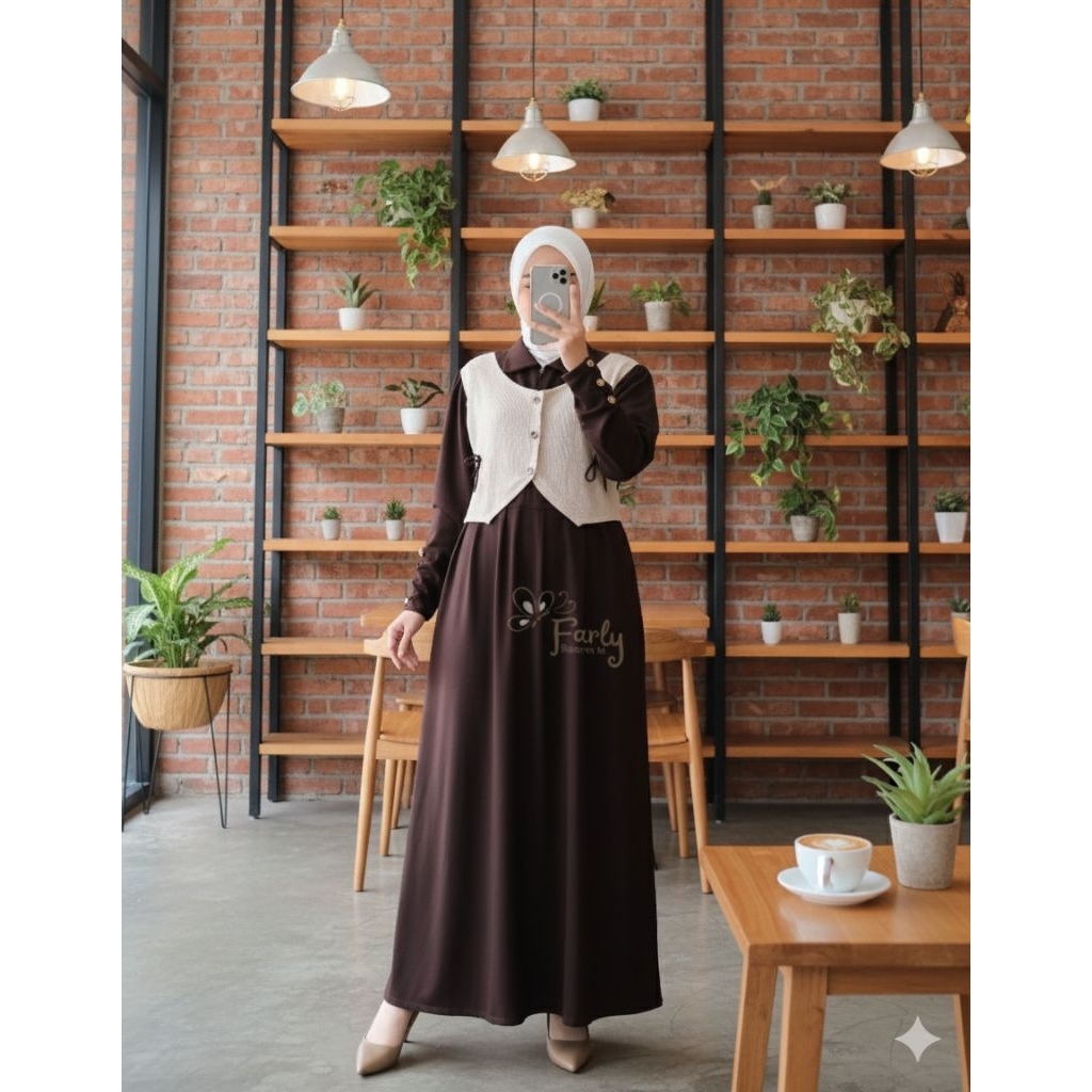 Danira Dress Gamis Simpel wanita Knit Gamis Rompi Kekinian