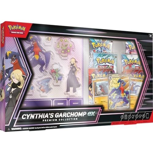 Pokemon TCG: Cynthia’s Garchomp ex Premium Collection - 6 Packs, Stickers, Promos