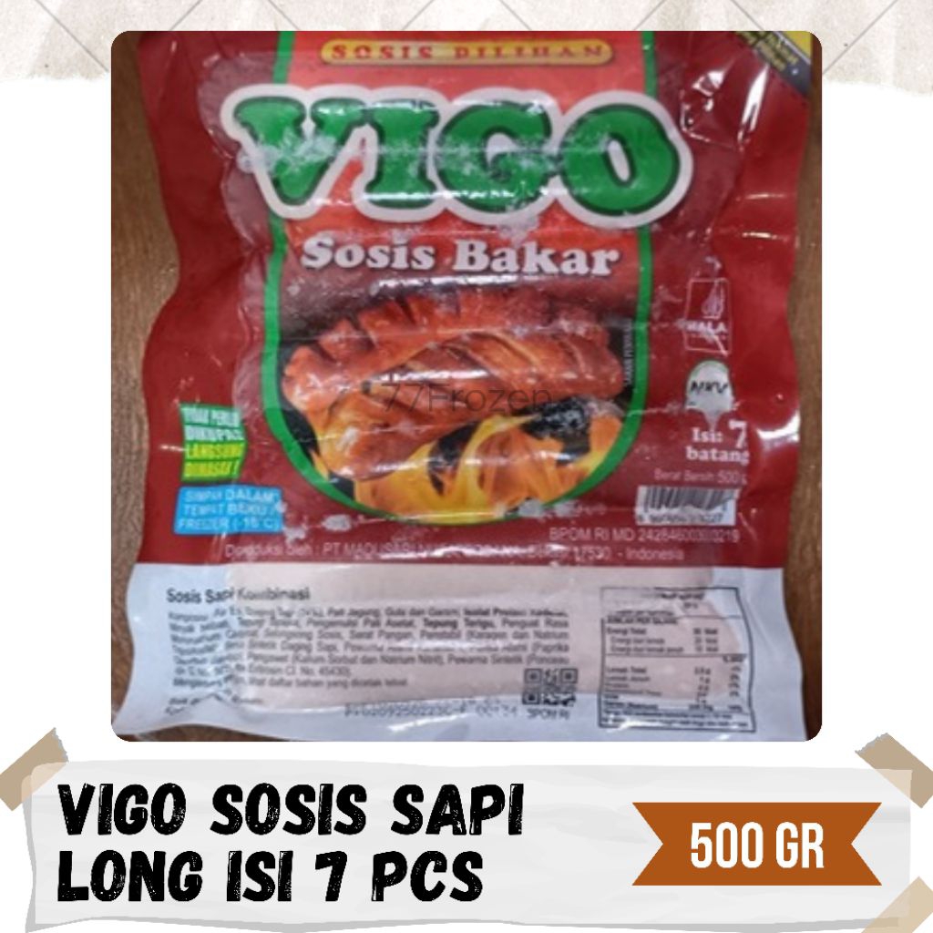 Vigo Sosis Sapi Bakar Long 500 gr isi 7