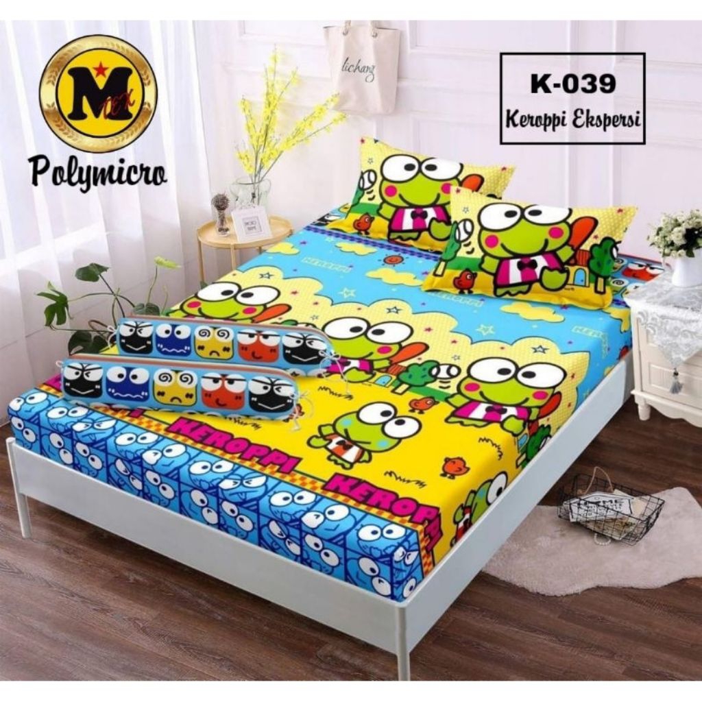 Sprei karakter keropi 180x200 dan 120x200 halus anti luntur