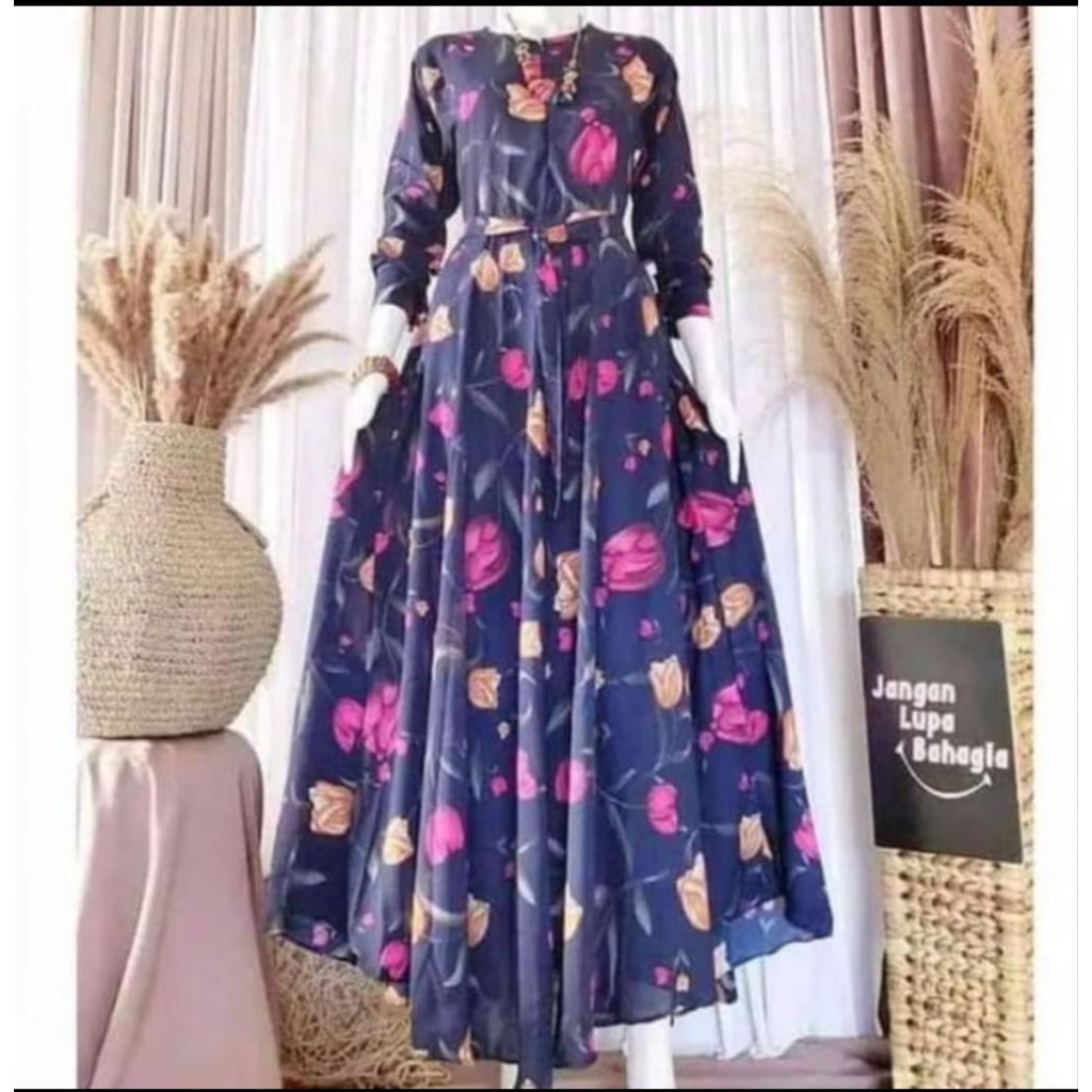 New Product Gamis Bunga Tulip // Gamis Tulip Katun Premium
