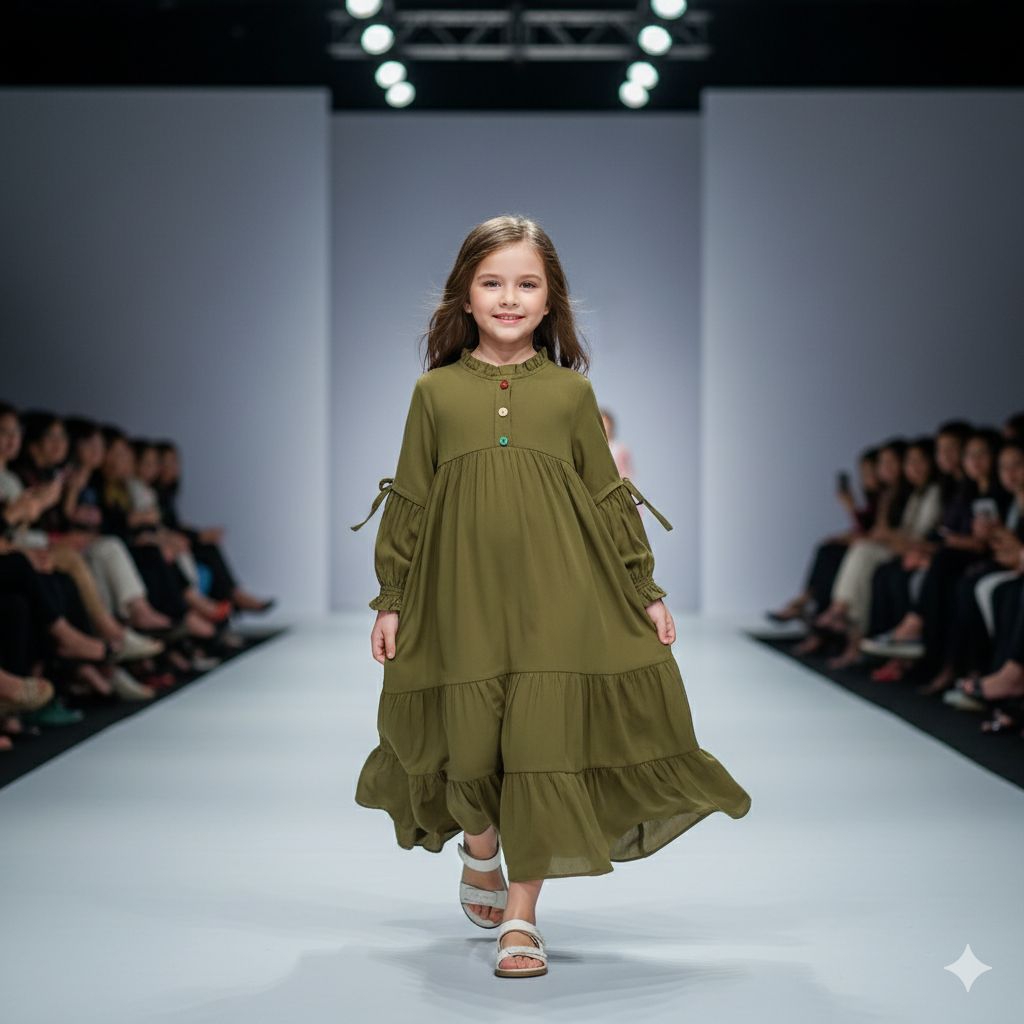 gamis anak catoon rayon premium polos aiza dres 7-10tahun