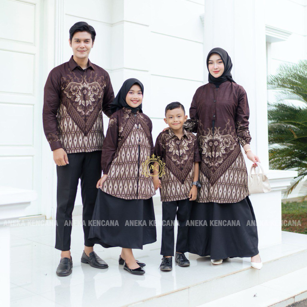 Batik Set Keluarga Satuan Gamis Batik Kemeja Dewasa dan Anak Gamis Anak Maheswari Mahogani Gamis Jum
