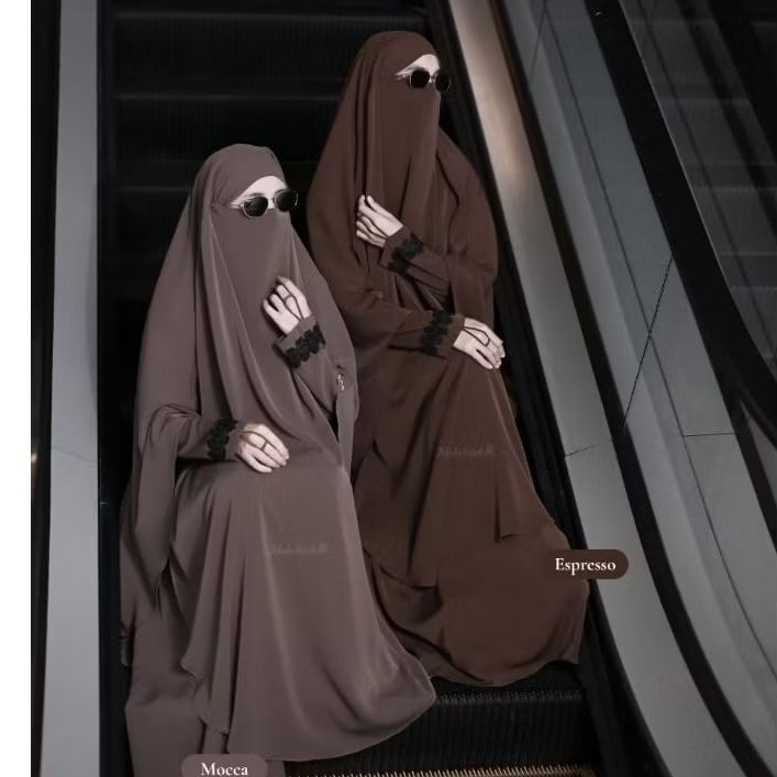 Afada Hijab - Cameela French Khimar Set Abaya Gamis Umroh Haji Bahan anti UV (Free Cadar Tali)