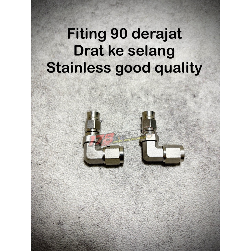 fiting selang rem 90 derajat drat ke selang, stainless good quality 🇹🇭