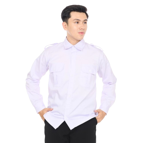 Baju Atasan Pria Kemeja Putih PDH Pns Guru Asn Lengan Panjang