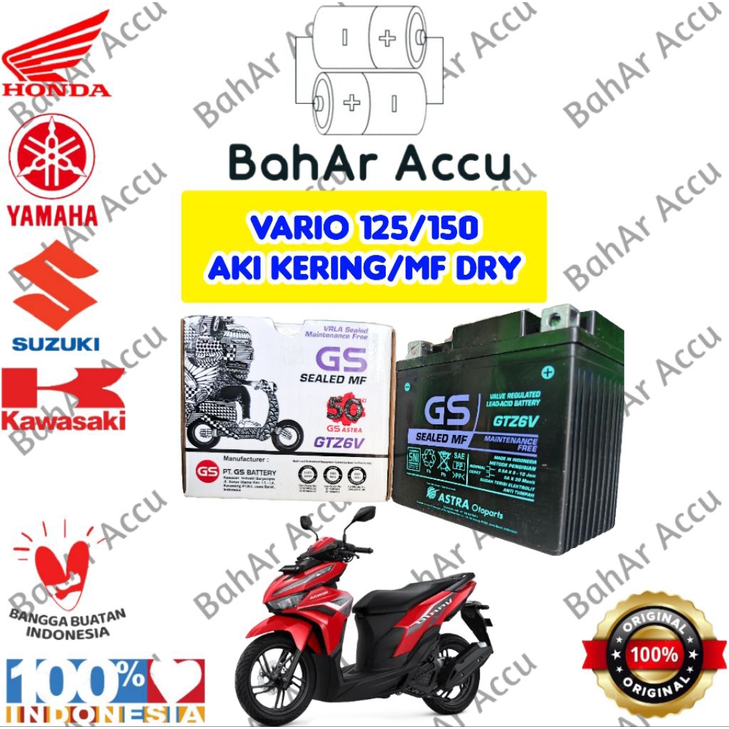GS Astra Sealed MF/Kering GTZ-6V 12V-5Ah Ampere