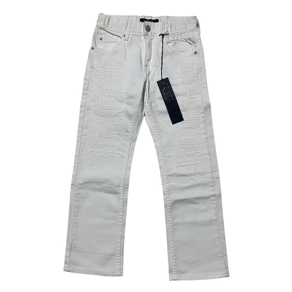 Replay destroy regular slim white denim longpant
