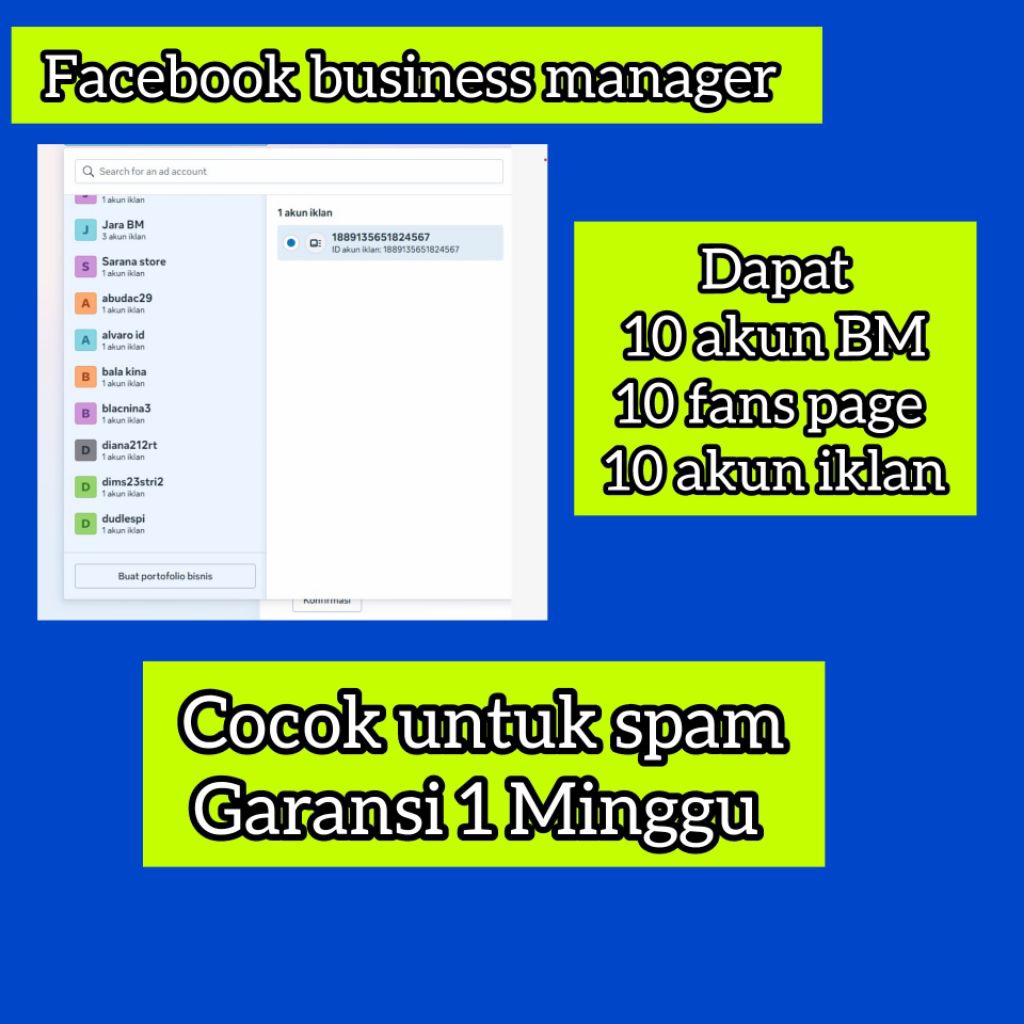 10 akun BM Facebook bergaransi