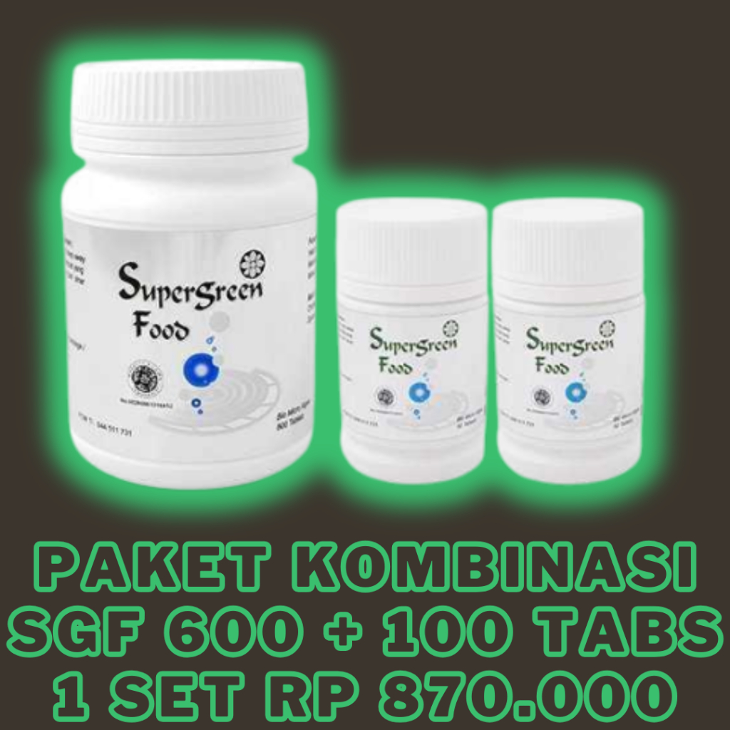 Paket Murah Super Green Food (SGF) 150 600 tabs Suplemen padat Gizi Original KK Indonesia