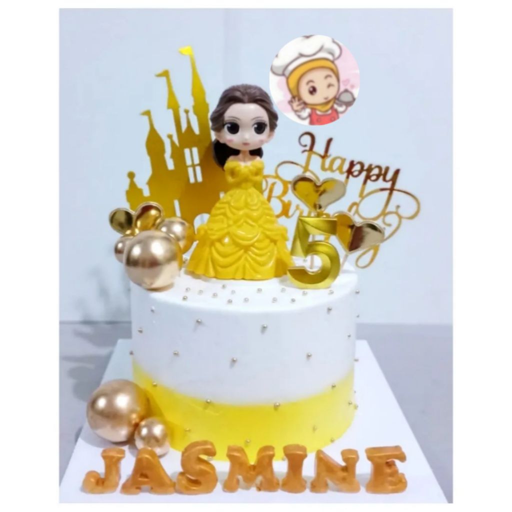 princess belle custom cake / kue ulang tahun princess belle / kue ultah anak perempuan