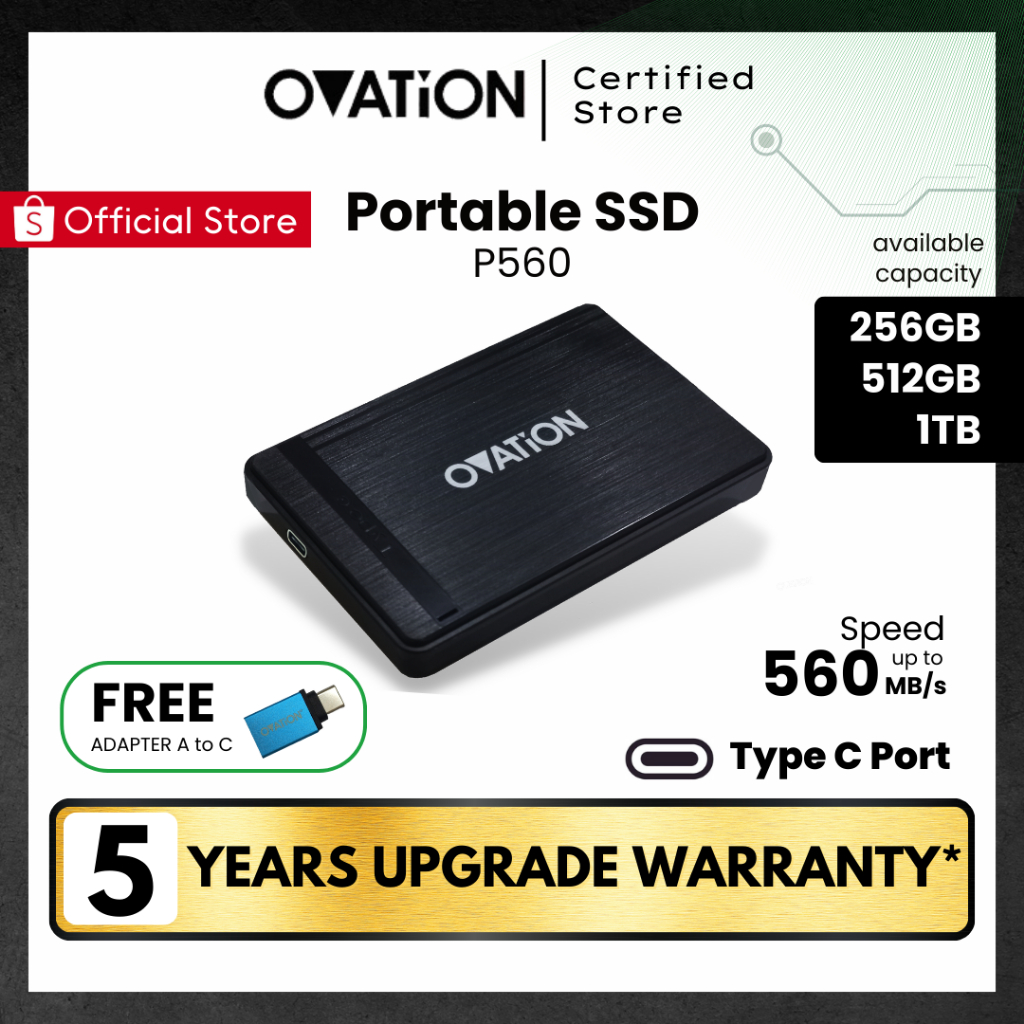 Tor - OVATION P560 Portable SSD External Type C 256GB / 512GB / 1TB SSD Eksternal Compareable Adata