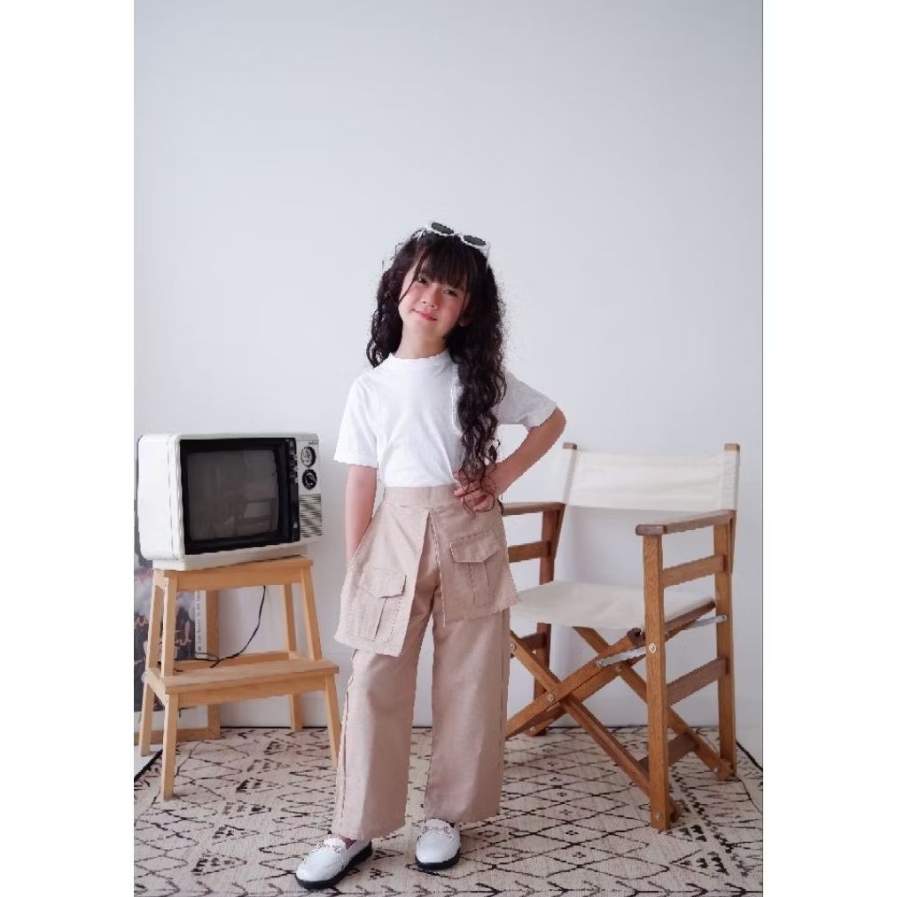 2-10 Tahun PALAZZO POCKET PANTS Celana Panjang Anak Perempuan