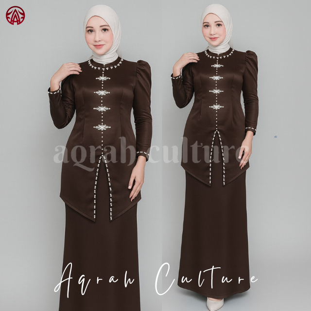 Carline Setelan Baju Kurung Melayu Wanita Modern Slimfit One Set Pakaian Kondangan Tunik Kebaya Musl