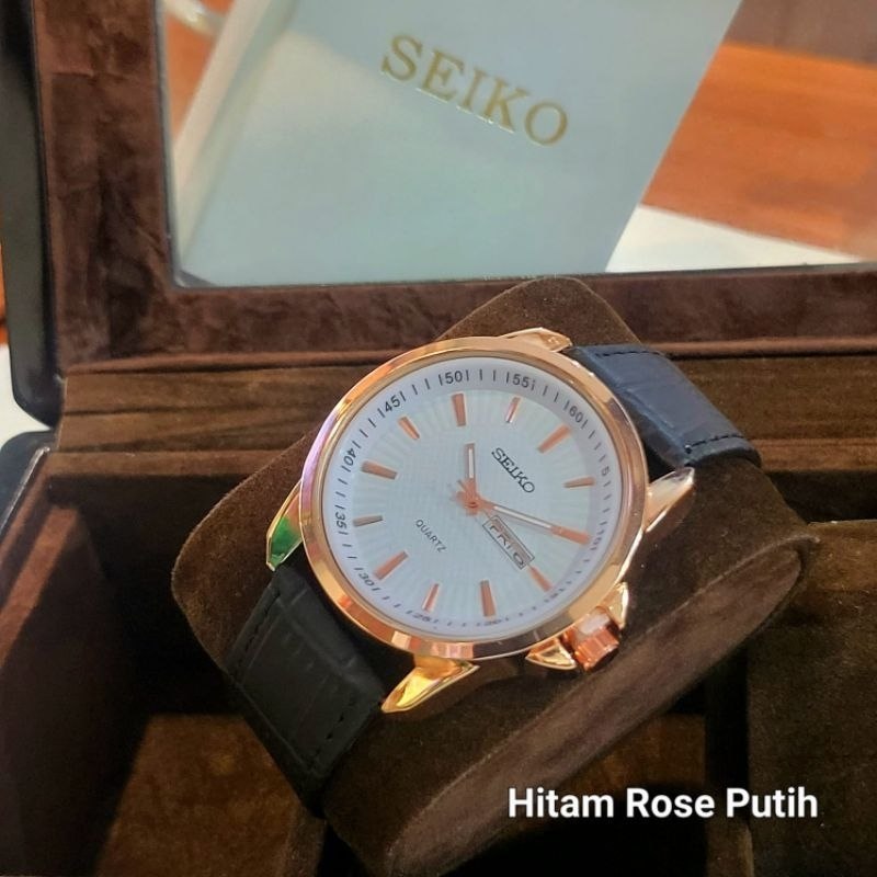 Jam Tangan Pria Seiko Tanggal Hari Aktif Tali Kulit Watches / Watch Sale