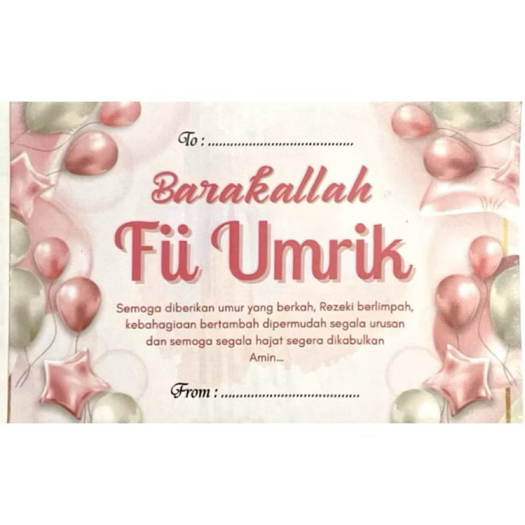 Greeting Card BARAKALLAH FII UMRIK - Gift Card - Kartu Ucapan Birthday - Aesthetic - Kartu Ucapan  U