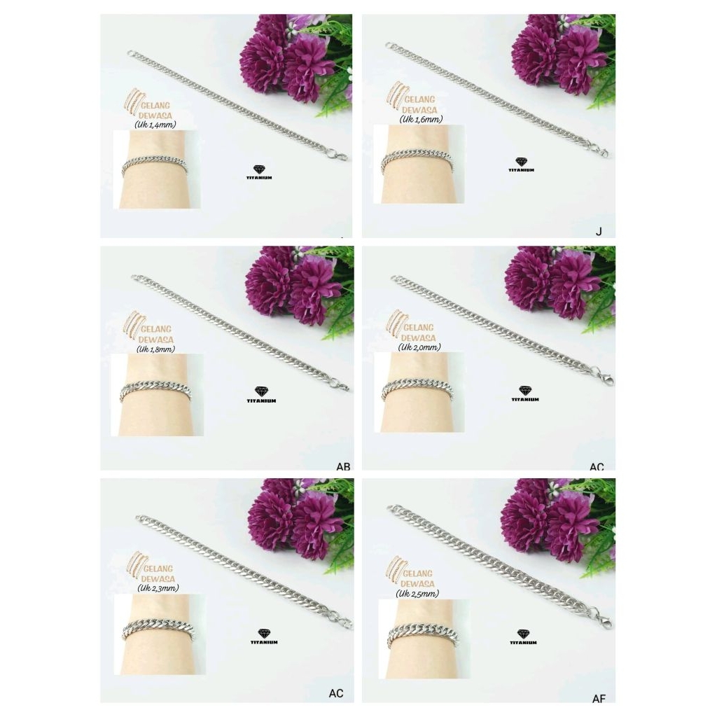 gelang sisik naga silver cowok dan cewek titanium