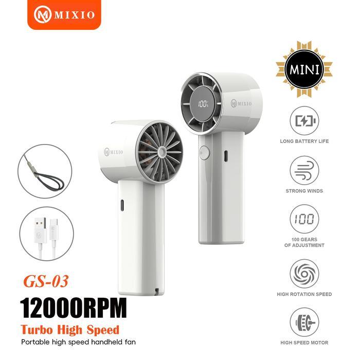 MIXIO GS-03 Kipas Angin turbo rechargebale fan mini mixio gs03 kipas angin portable usb