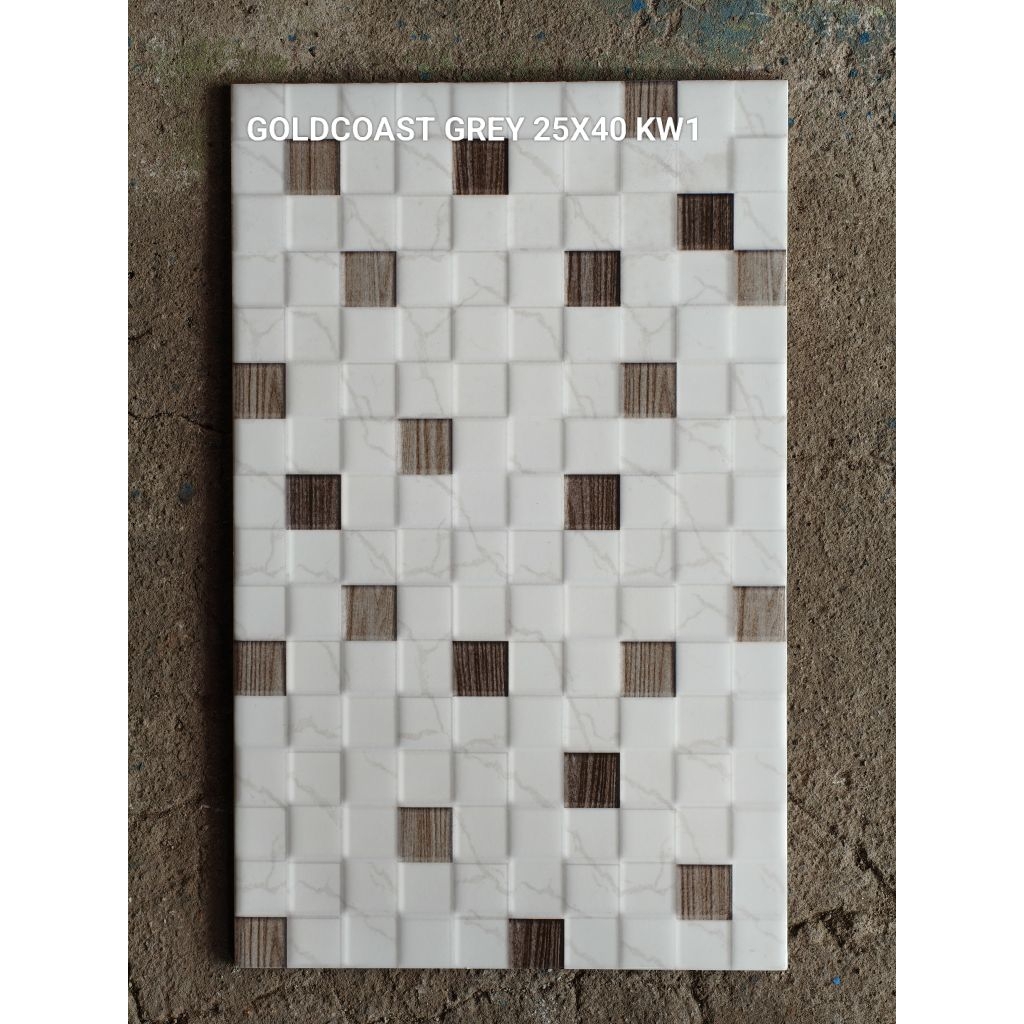 Keramik Dinding 25x40 Goldcoast Grey Motif Kotak KW1