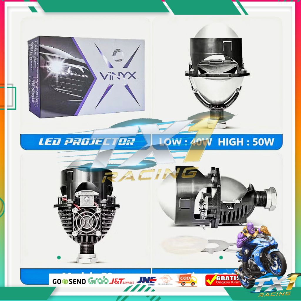 PAKET BILED VINYX P3 50 watt 2.5 inch PURPLE LENS BILED VINYX