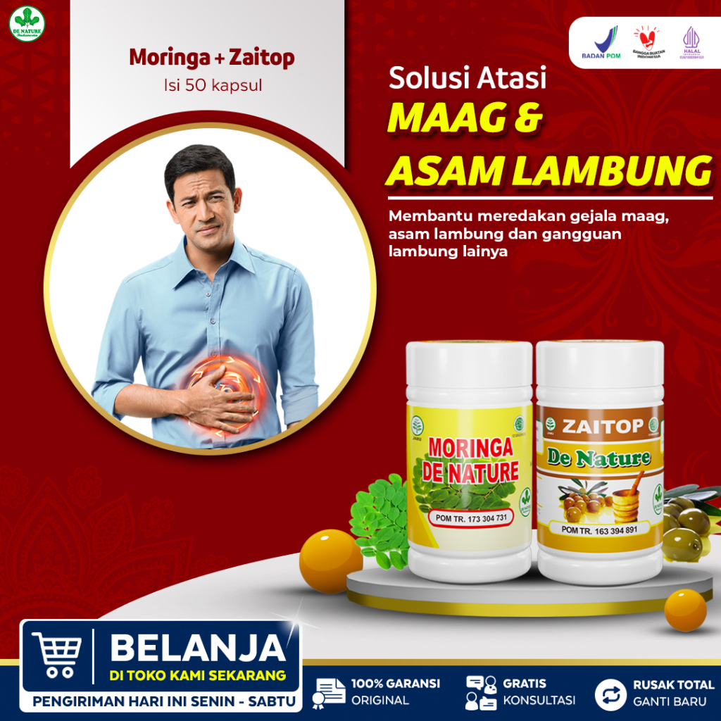 Moringa Zaitop De Nature Obat Maag Nyeri Asam Lambung Gerd Tukak Lambung Herbal