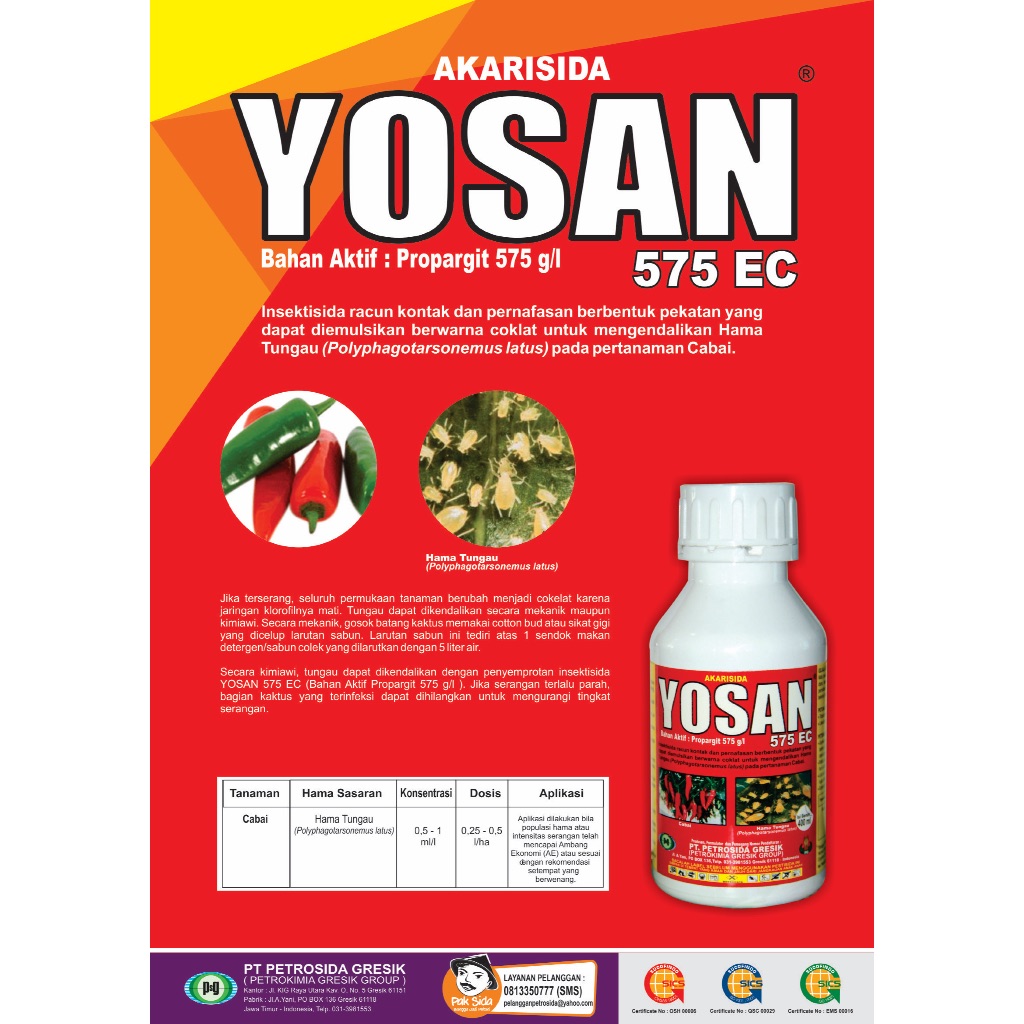 Insektisida Yosan 575EC Propargit Untuk Tungau Cabe