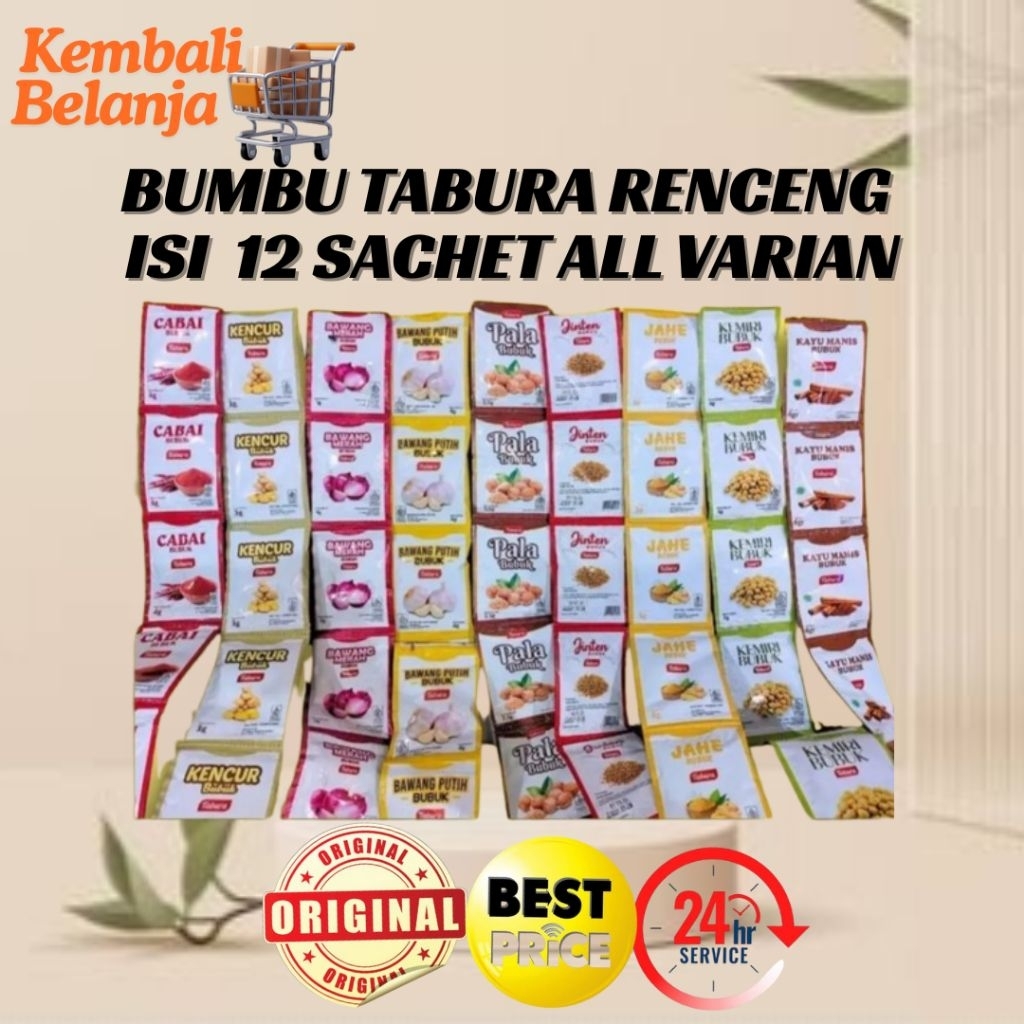 Bumbu Tabura All Varian 1 Renceng Isi 12 Sachet/ Bumbu Tabura Praktis/ Bawang Bubuk Tabura/ Cabe Tab