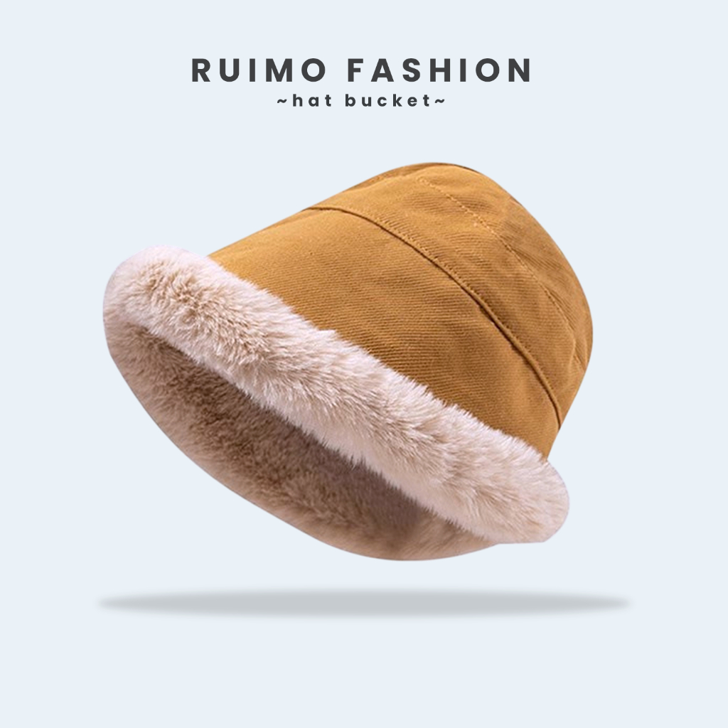 Ruimo Topi Bulat Wanita Topi Bulat Bucket Hat Premium Import Kekinian - B-2