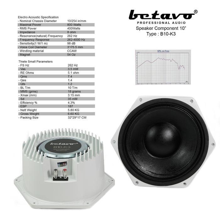 Speaker Komponen Betavo B10 K3 Original 10 inch 800 watt BETAVO B10K3 | LAPAK ELEKTRONIK