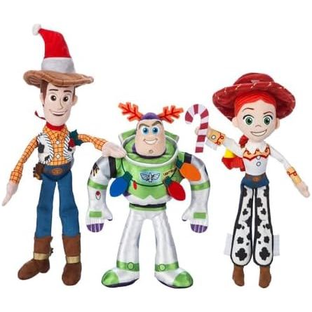 new Disney Store Toy Story Christmas Stuffed Animals Set - Plush Toys of Jessie, Buzz Lightyear &