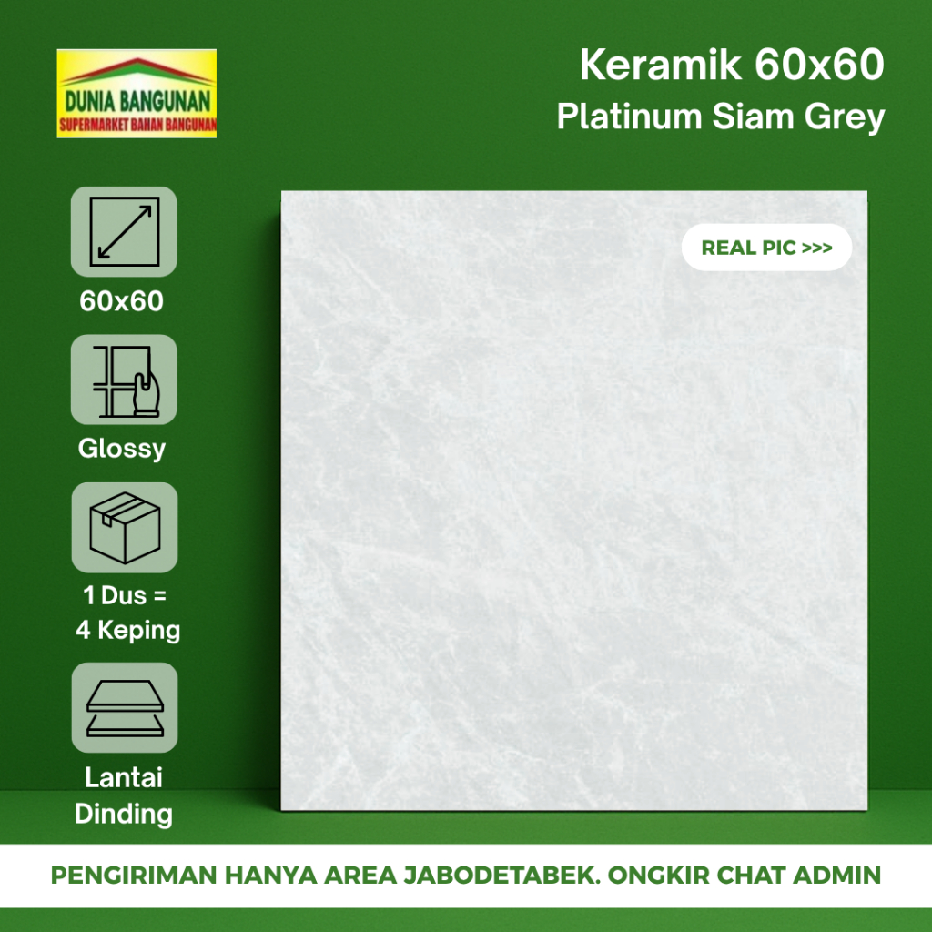 Keramik 60x60 Lantai Cutting Platinum Siam Grey Keramik Glossy Marble Grey