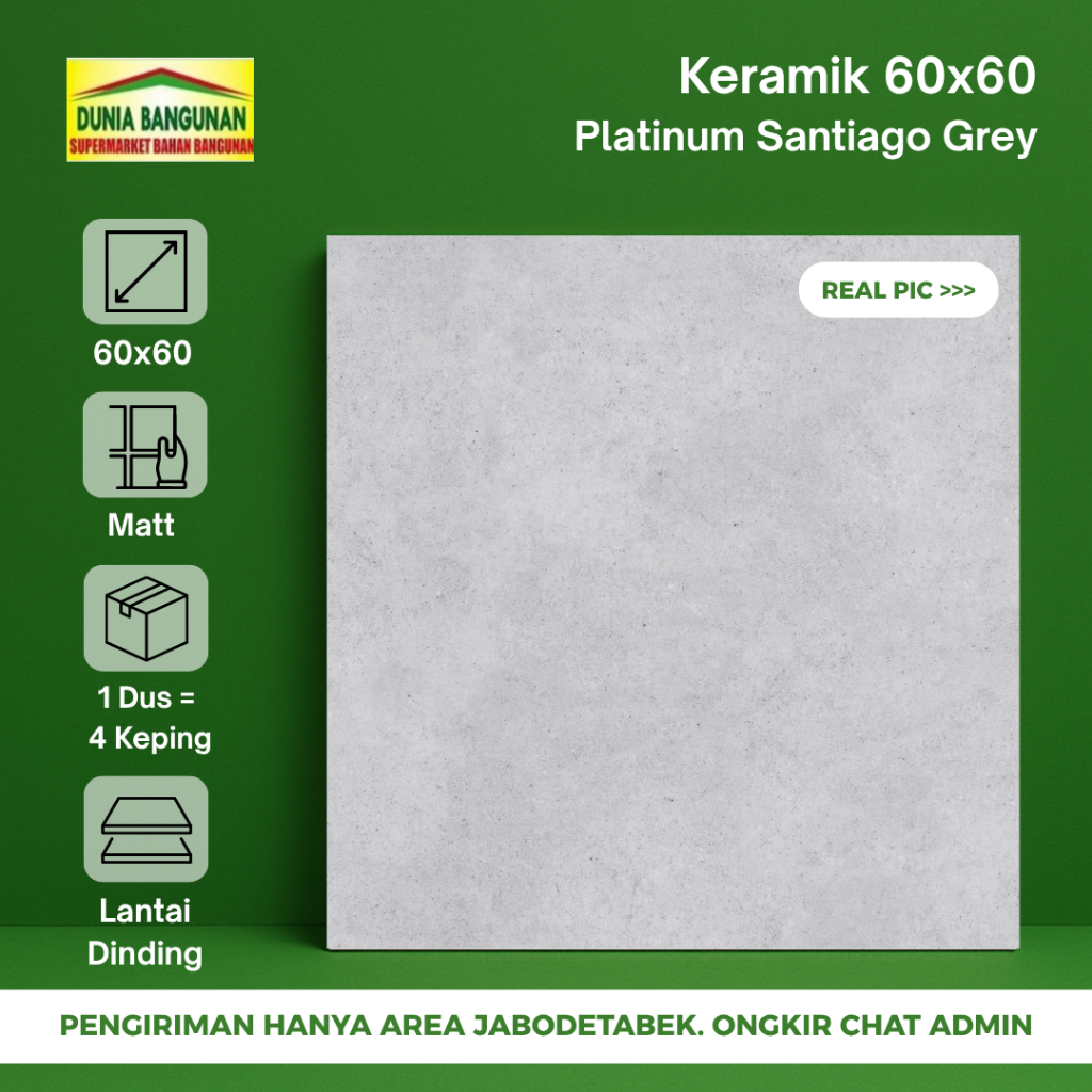 Keramik Lantai Abu Matt Platinum Santiago Grey Keramik Lantai
