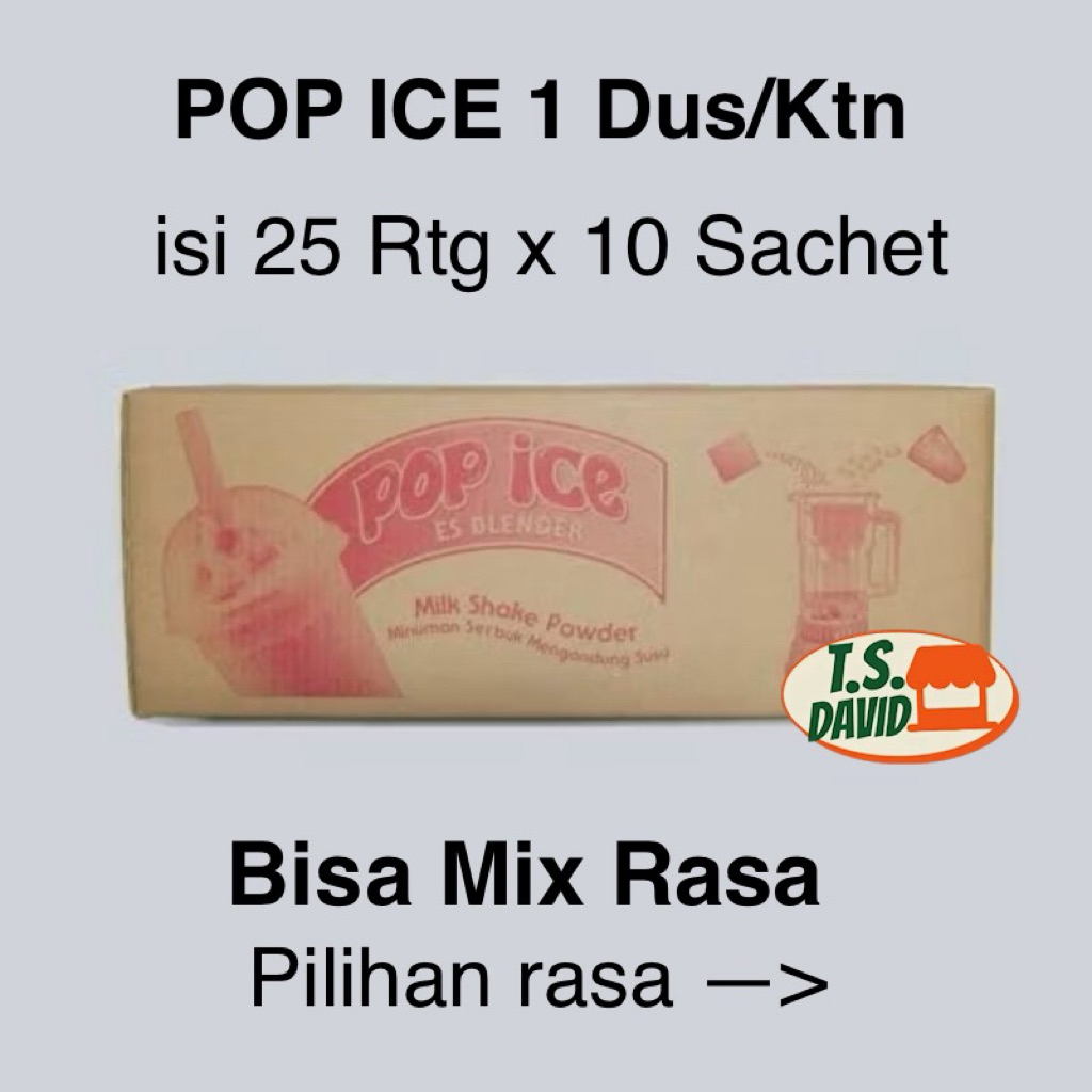 POP ICE 1 Dus/Karton MIX RASA isi 25 Renceng x 10 Pcs Pop Ice Grosir