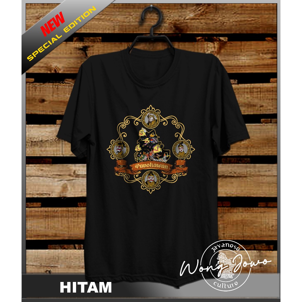 KAOS PUNOKAWAN WAYANG KULIT JAWA KEJAWEN WARNA HITAM NEW NEW