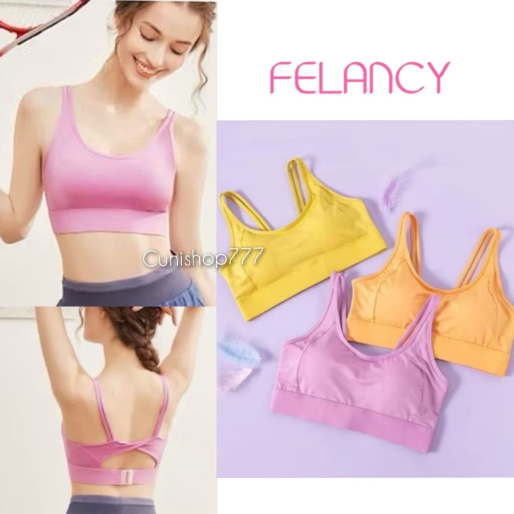 BRA FELANCY SPORT MEDIUM IMPACT TANPA KAWAT 34B 36B 38B BH WANITA OLAHRAGA 071-02043B YOGA PADEL TEN
