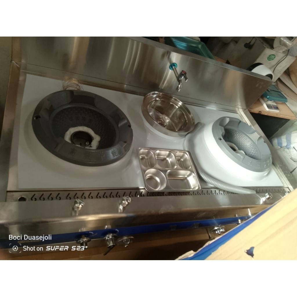 Kompor 2 tungku sensor, high pressure, stainless