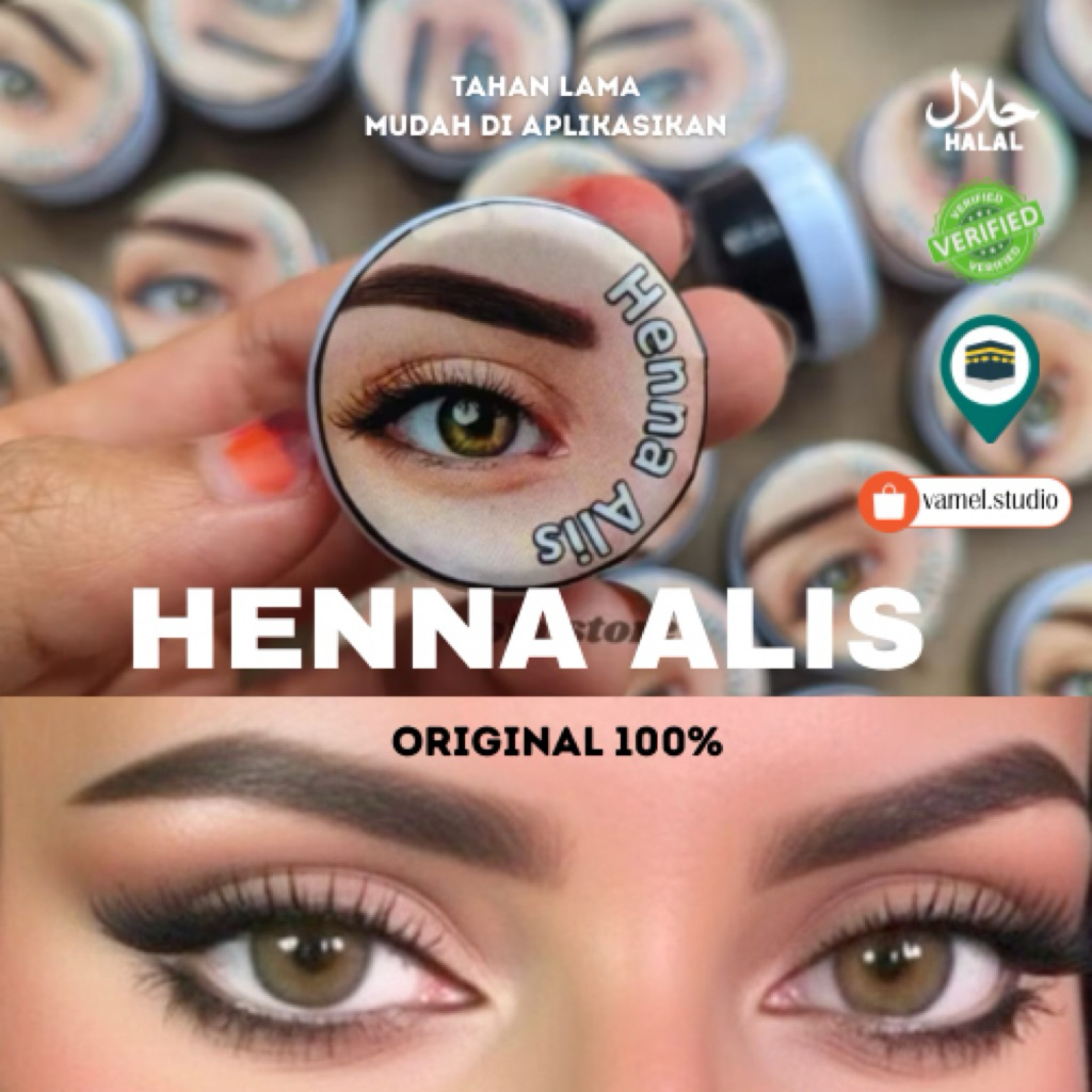 (ORIGINAL) Henna Alis Free Kuas Tahan Lama Halal Sah sholat Arabian