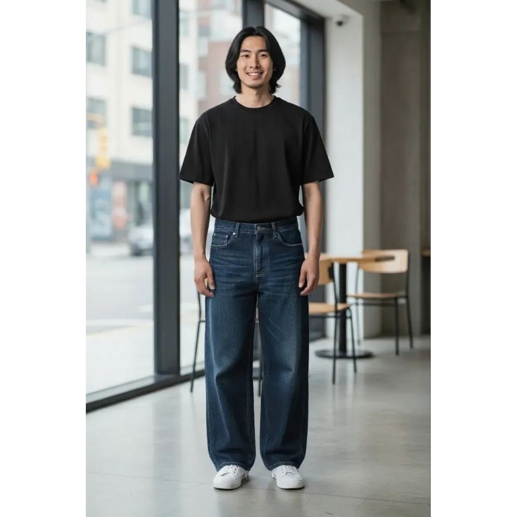 Celana jeans pria Korean style/Celana jeans kulot pria/Celana jeans pria gombrong