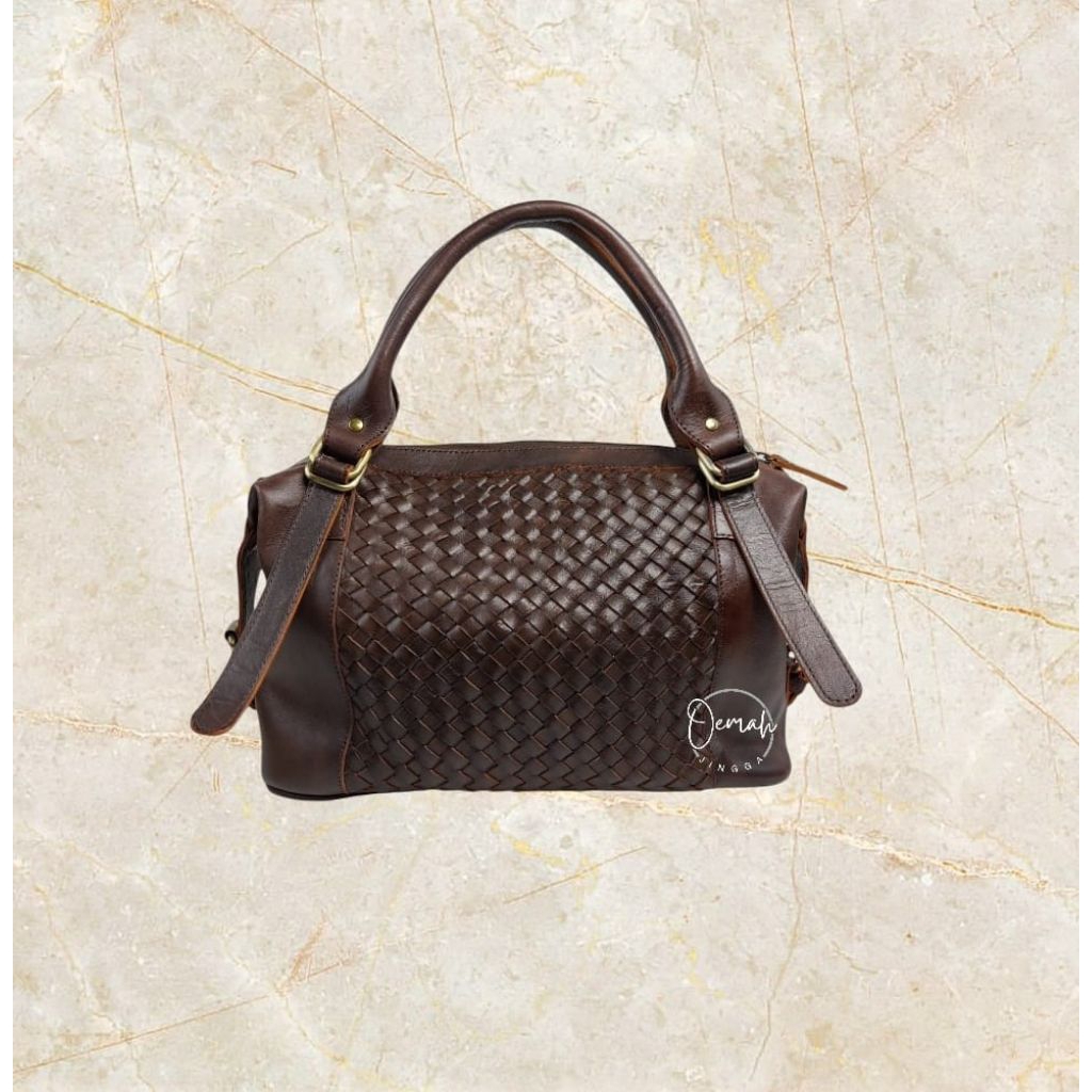 tas kulit asli - tas kerja wanita kulit asli anyam cartera